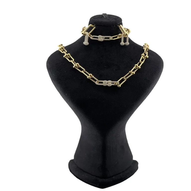 نیم ست طلا 18 عیار زنانه مدل JGG5442